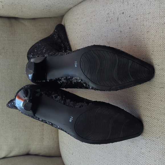 Impo Elegant Black Sequin Knee-High Boots Sixe 7.5 - Picture 3 of 6